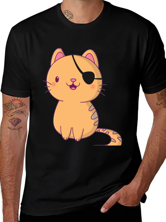 Pirate Cat Graphic T-Shirt - Cute Kitten Design