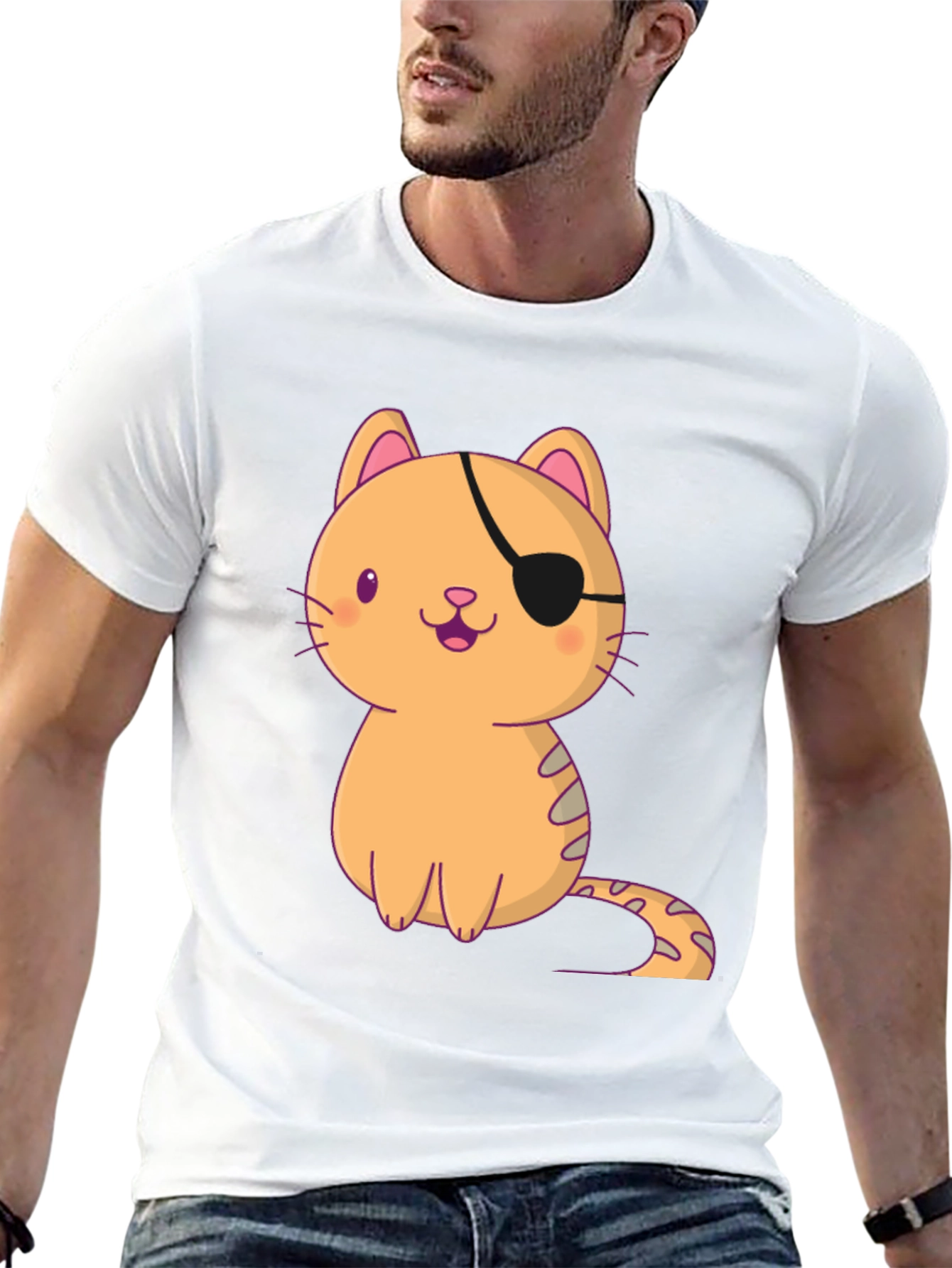 Pirate Cat Graphic T-Shirt - Cute Kitten Design