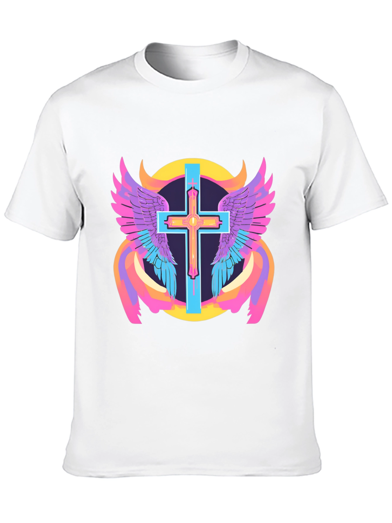 Winged Cross Graphic Tee - Black Cotton Blend