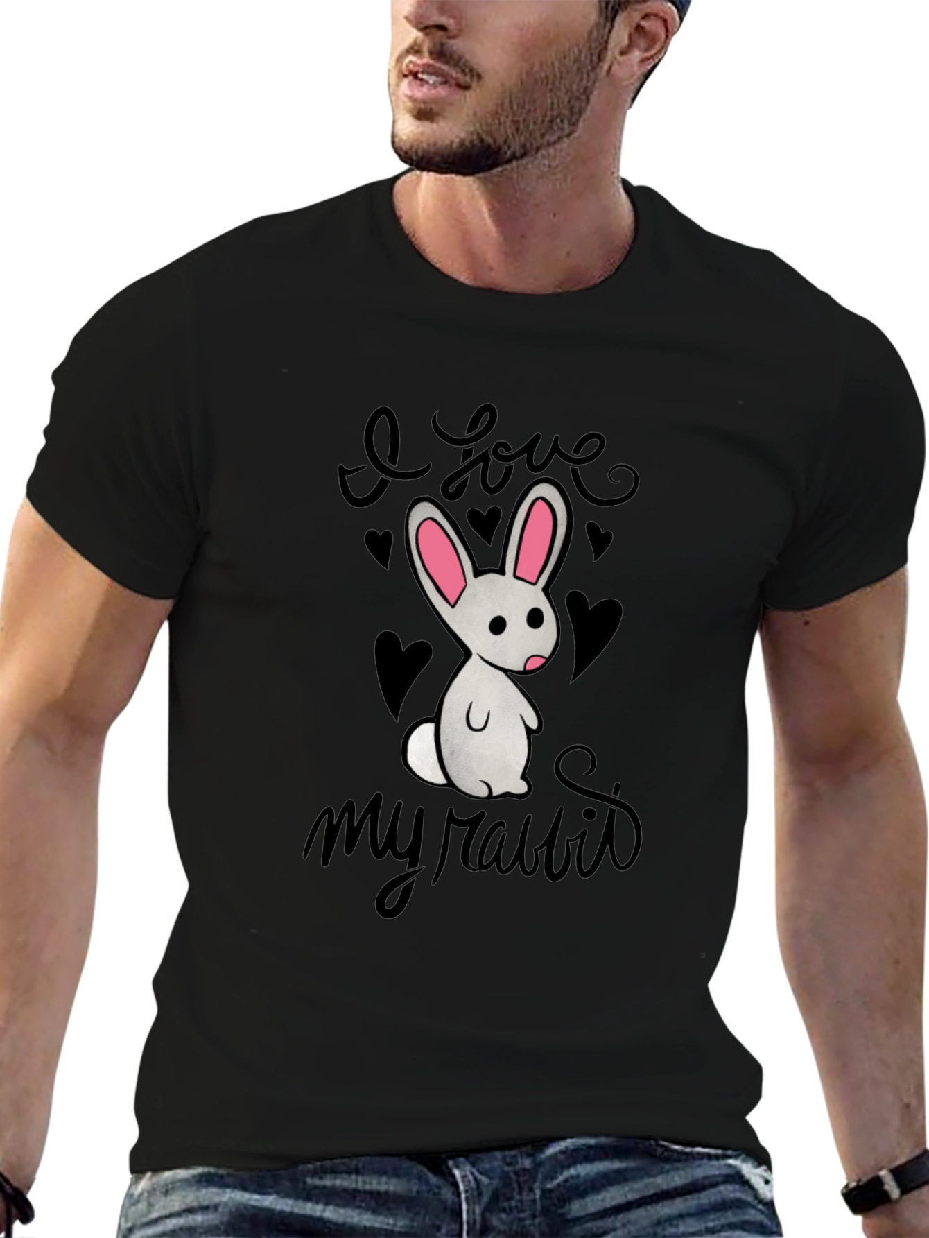 I Love My Rabbit - Graphic T-Shirt - Black