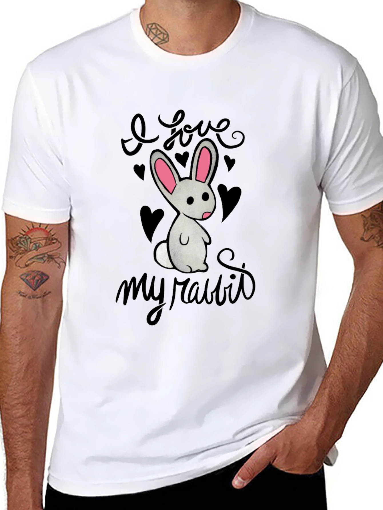 I Love My Rabbit - Graphic T-Shirt - Black