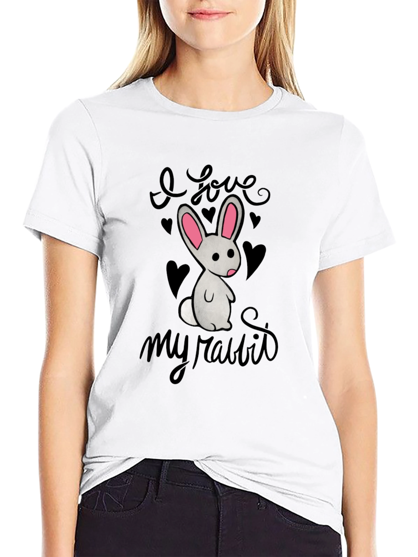 I Love My Rabbit - Graphic T-Shirt - Black