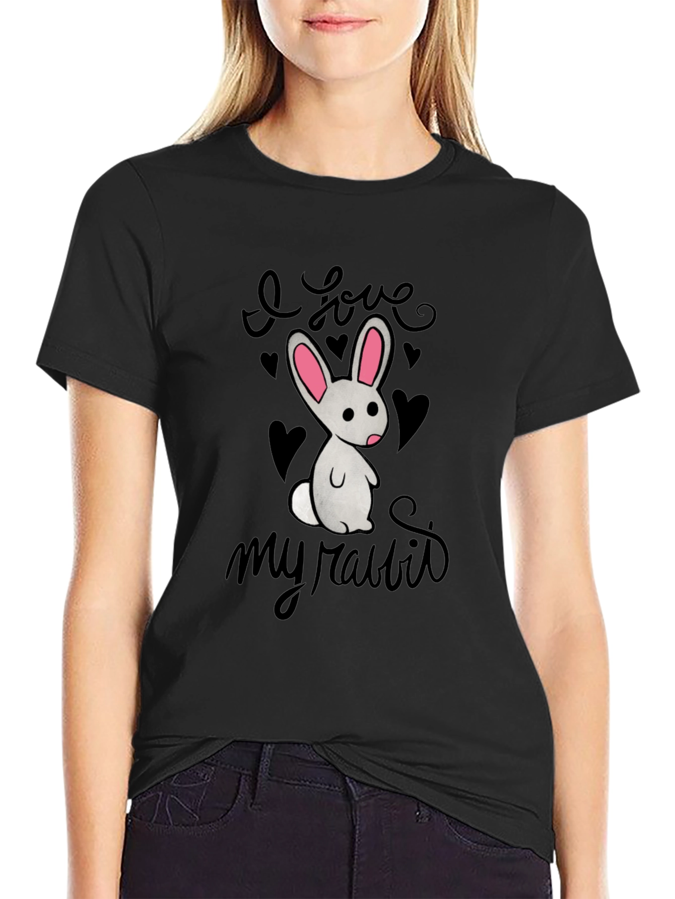 I Love My Rabbit - Graphic T-Shirt - Black