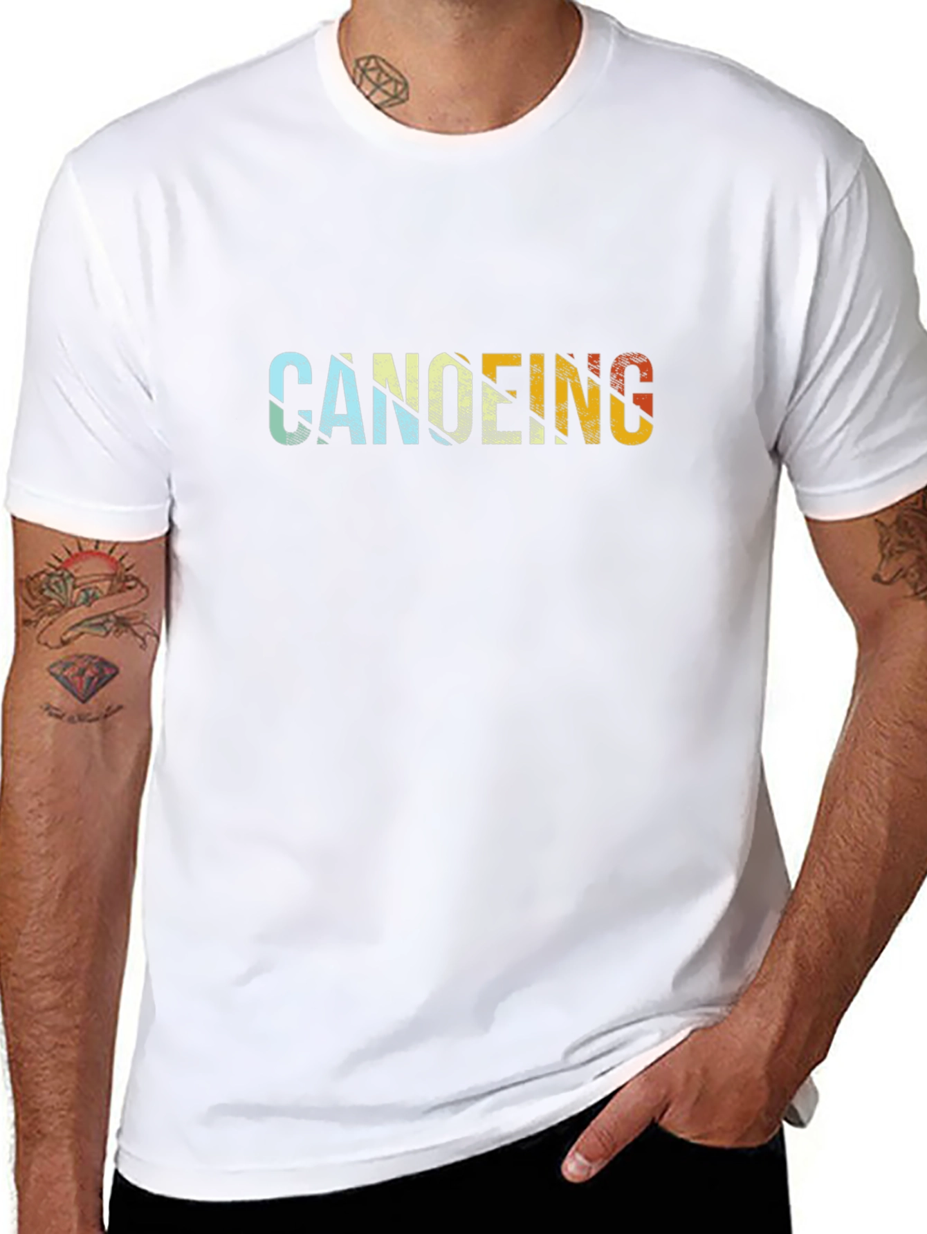 Canoeing Graphic Tee - Retro Style Black T-Shirt