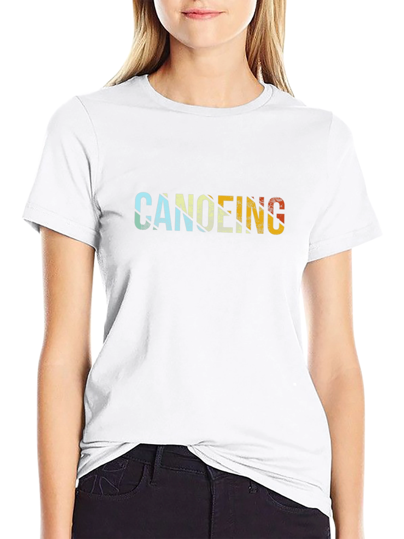 Canoeing Graphic Tee - Retro Style Black T-Shirt