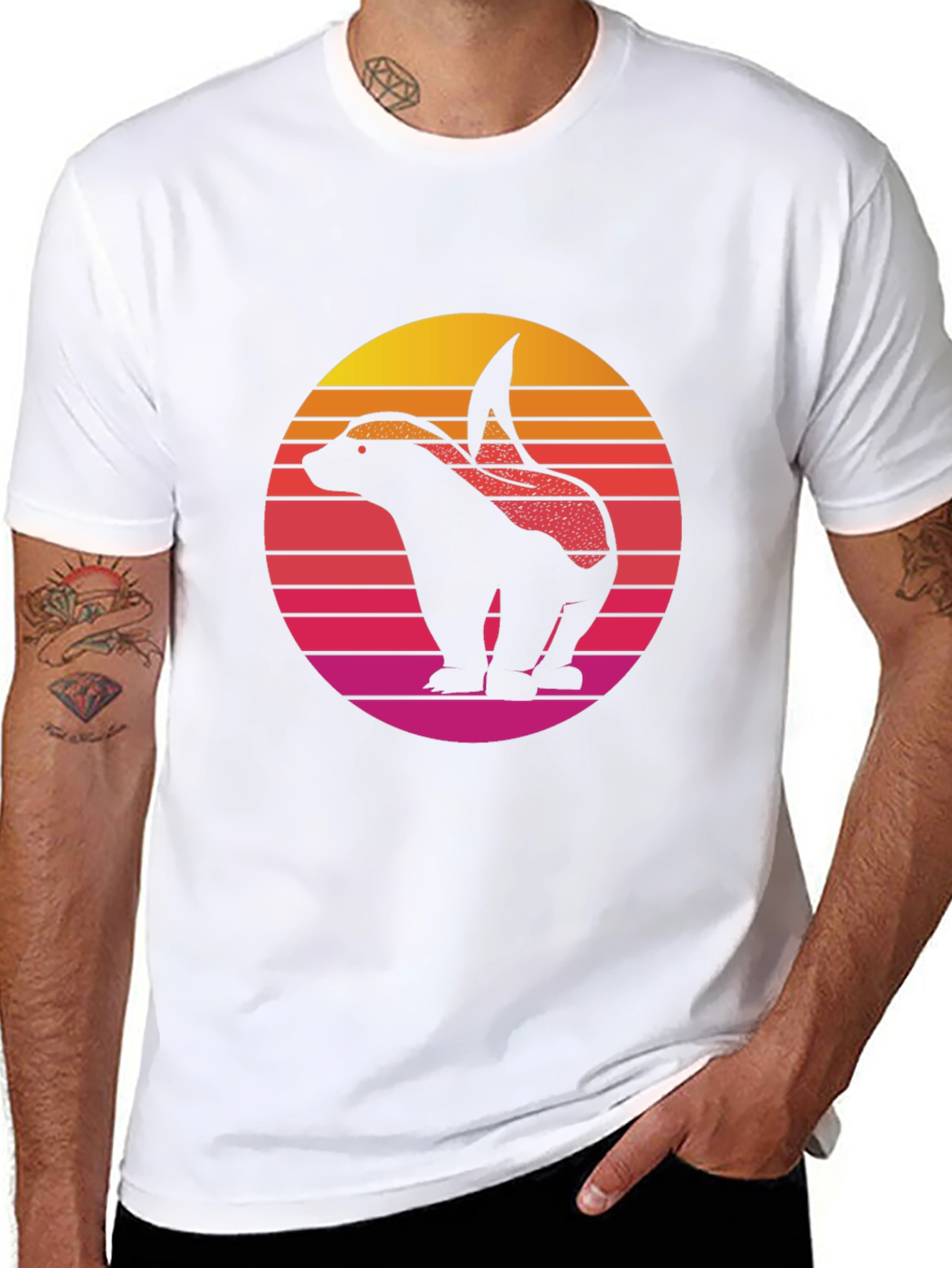Retro Badger Sunset Graphic Tee