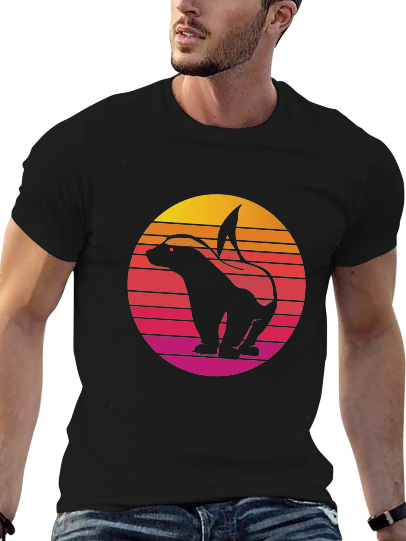 Retro Badger Sunset Graphic Tee