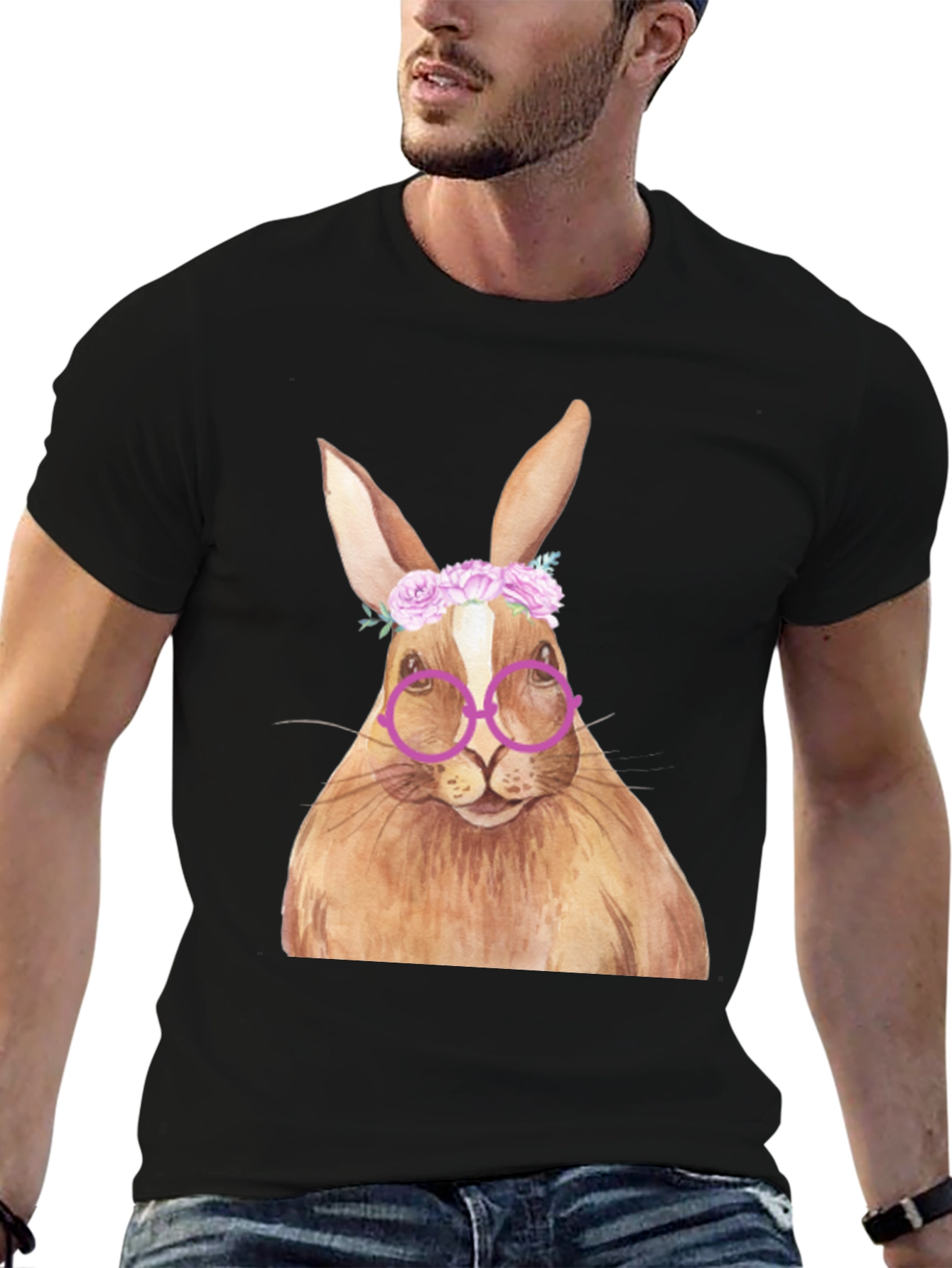 Bunny with Glasses T-Shirt - Unique Graphic Tee