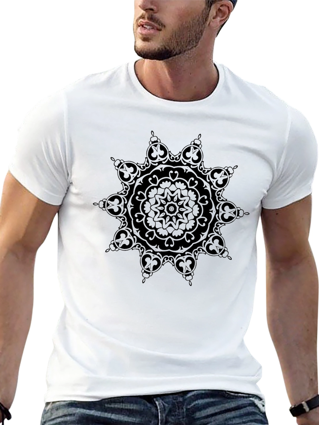 Black Mandala Graphic Tee - Stylish Casual Wear