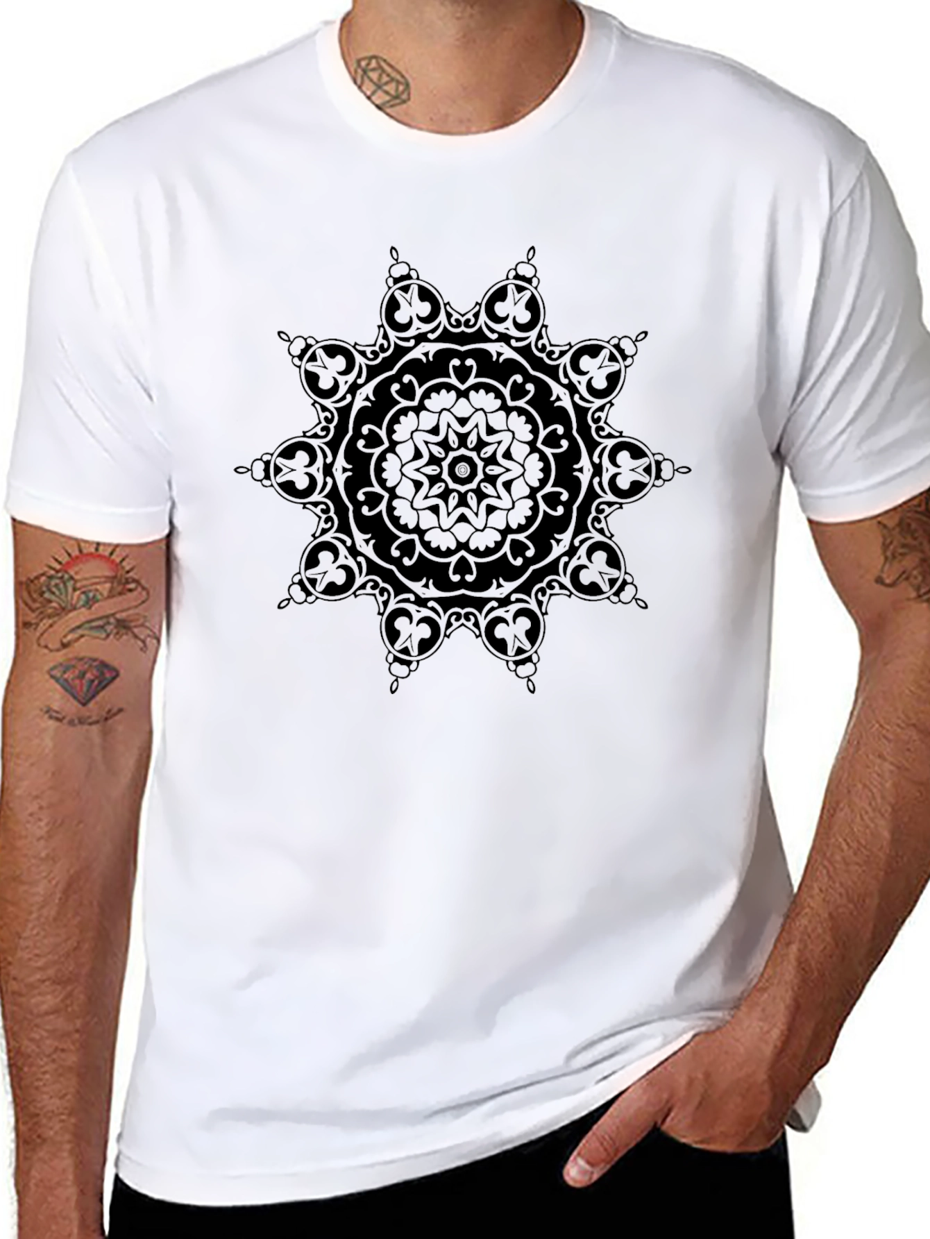 Black Mandala Graphic Tee - Stylish Casual Wear