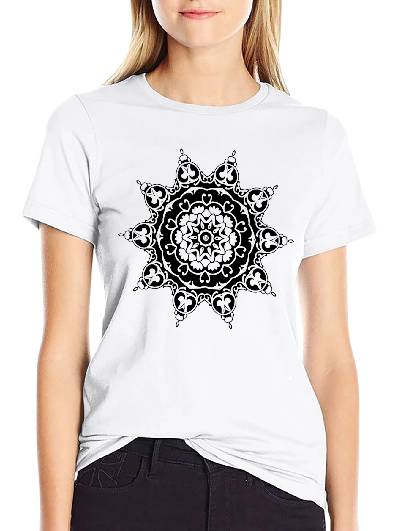 Black Mandala Graphic Tee - Stylish Casual Wear