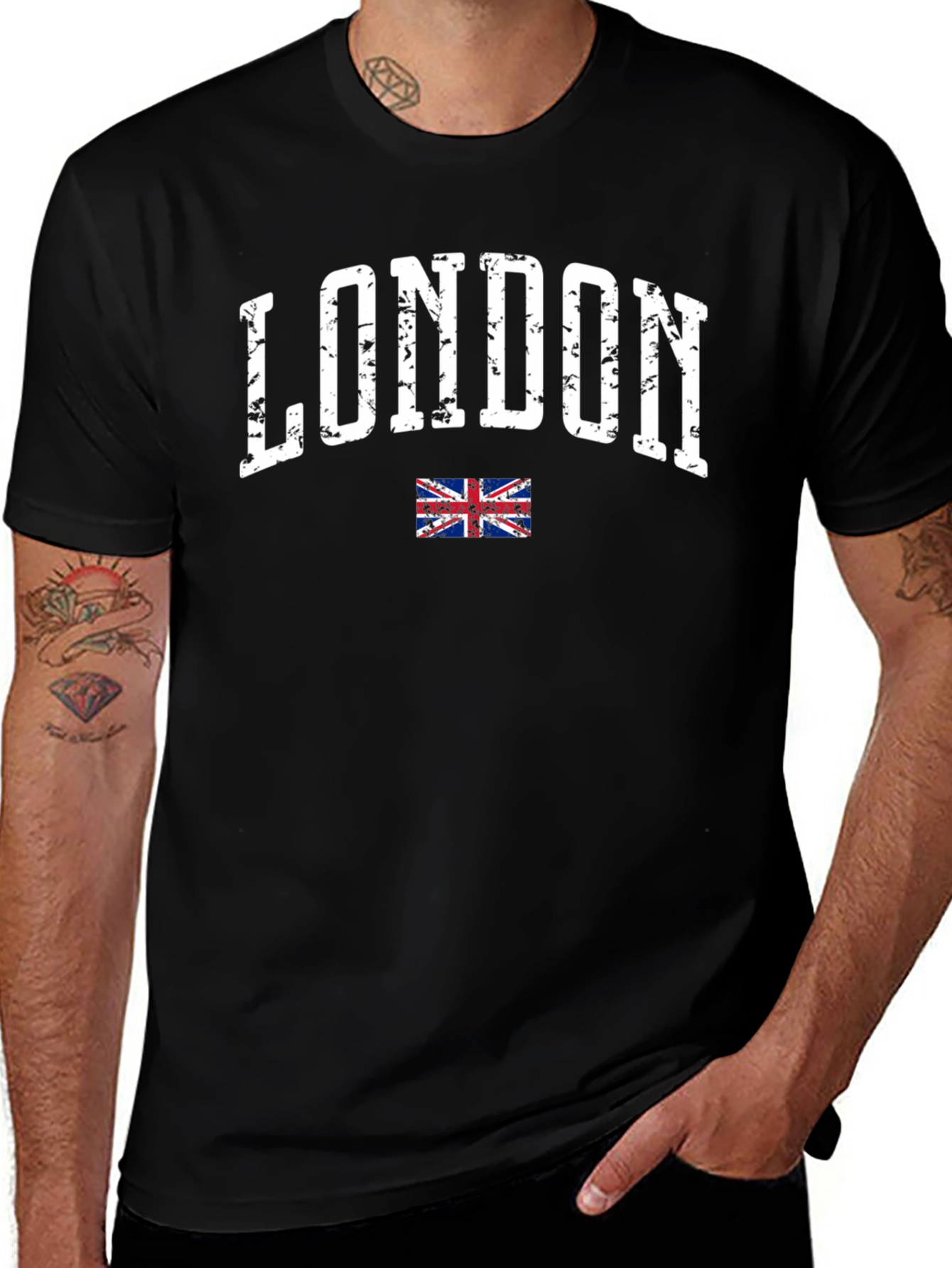 London UK Flag Graphic Tee - Black