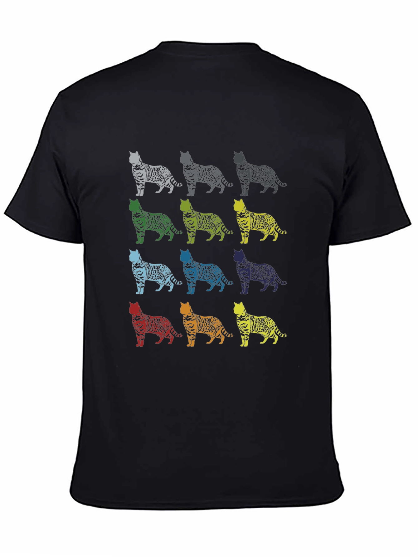 Colorful Cat Pattern T-Shirt