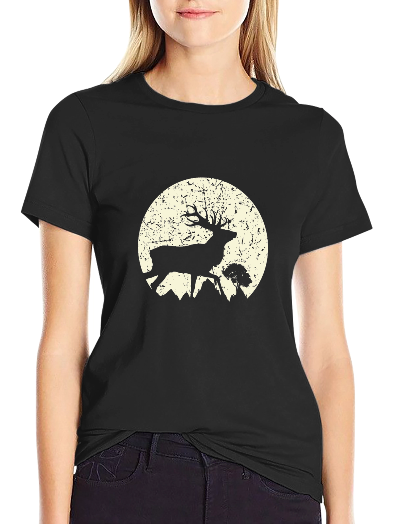 Deer Moon Graphic Tee - Mens Black T-Shirt