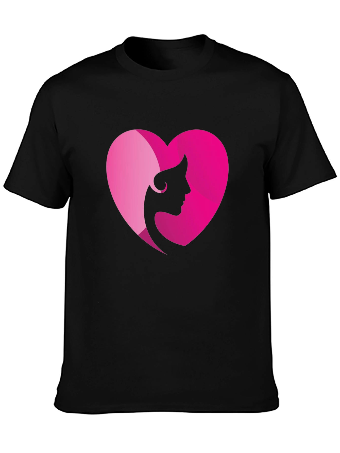 Heart Woman Silhouette Graphic Tee - Black Cotton