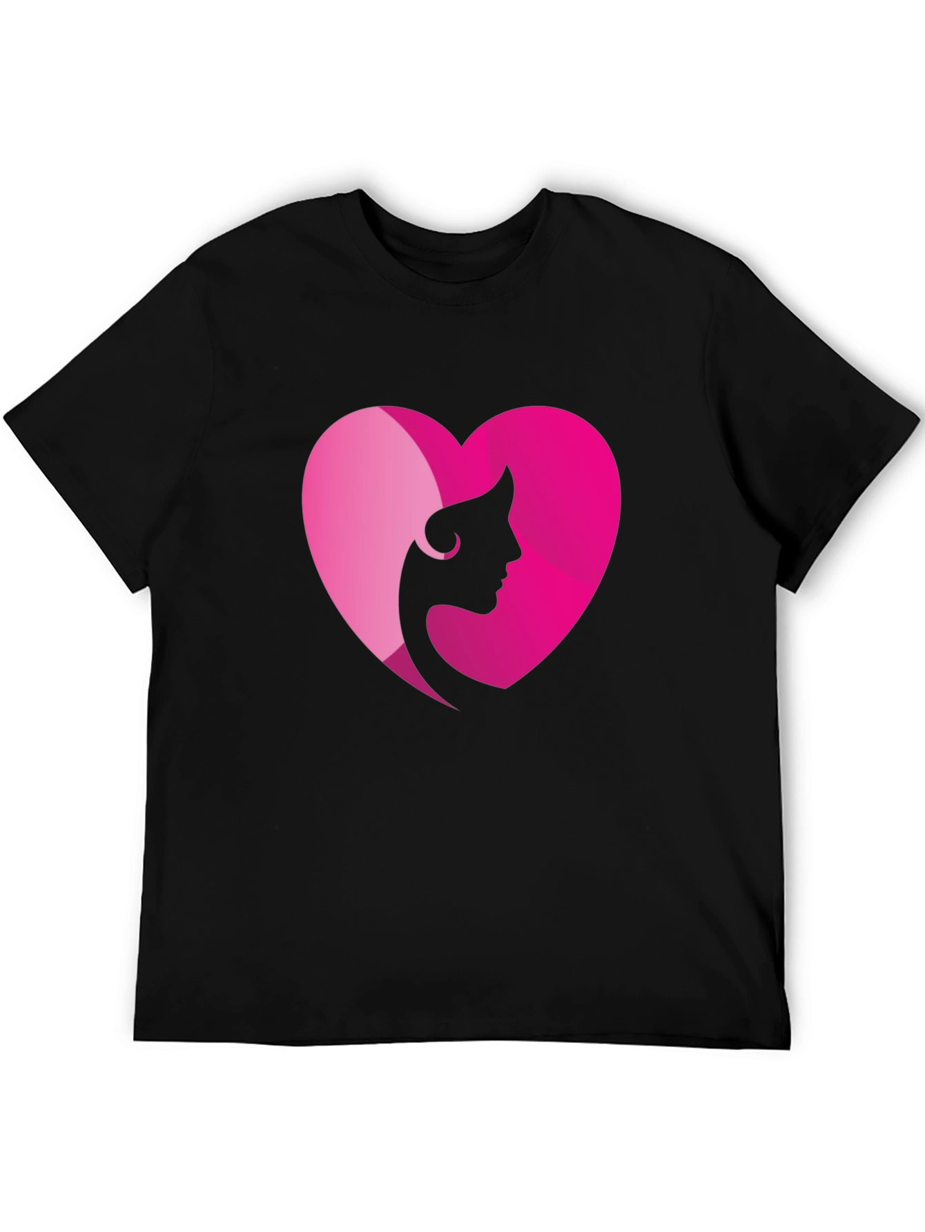 Heart Woman Silhouette Graphic Tee - Black Cotton