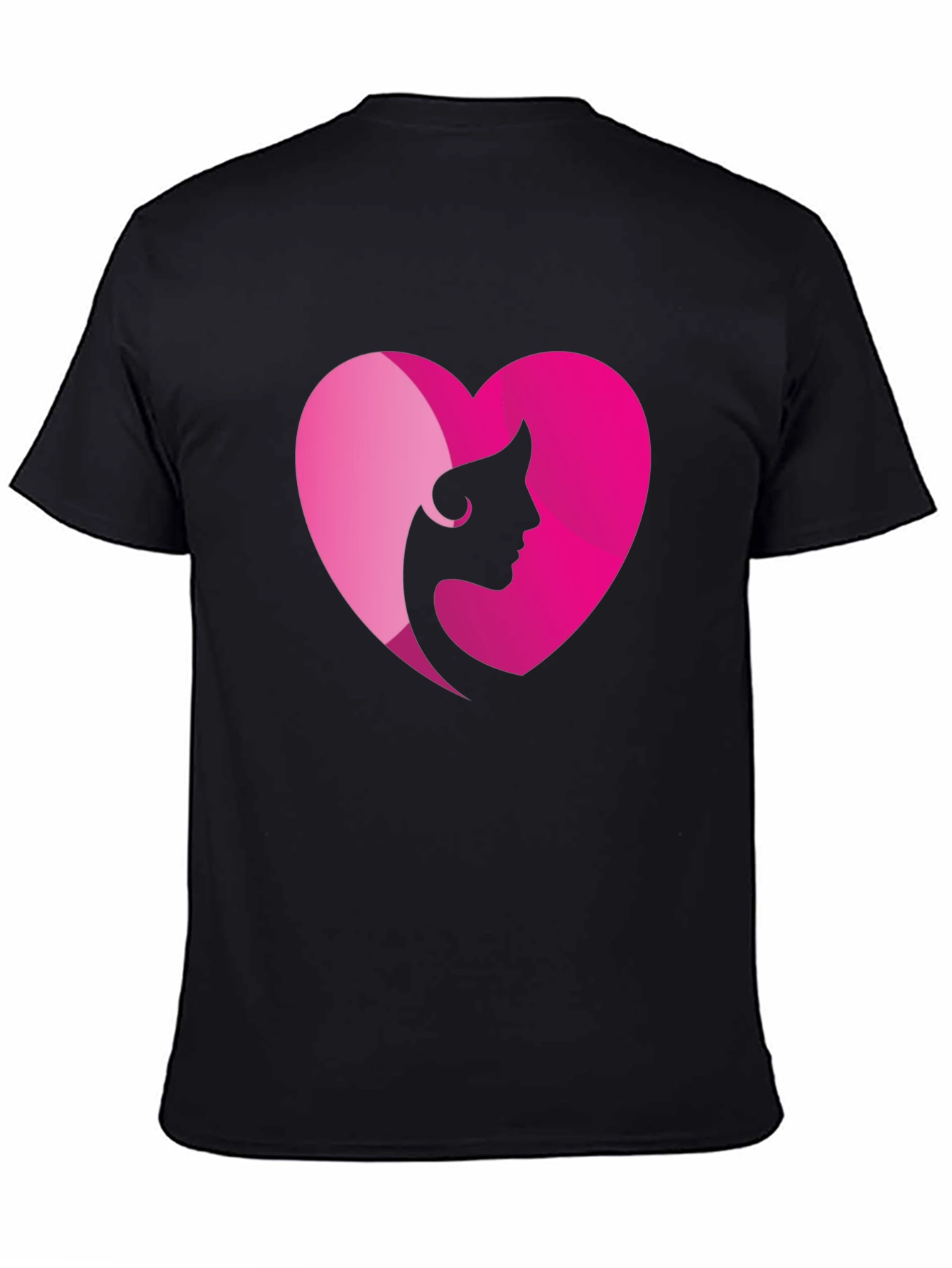 Heart Woman Silhouette Graphic Tee - Black Cotton