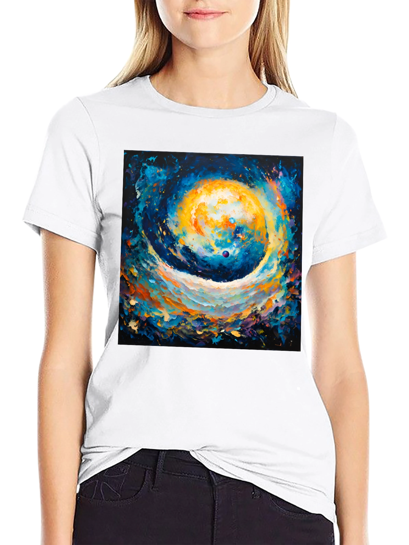 Cosmic Swirl Art T-Shirt - Galaxy Inspired Design