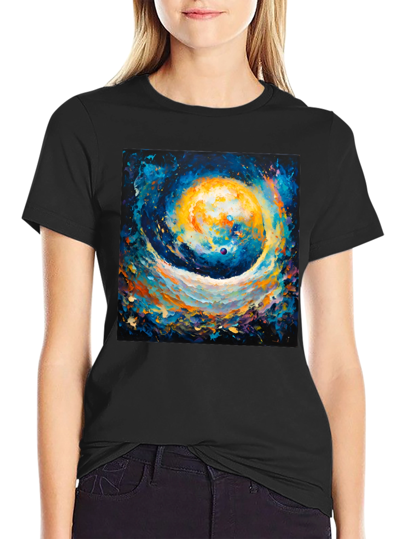 Cosmic Swirl Art T-Shirt - Galaxy Inspired Design