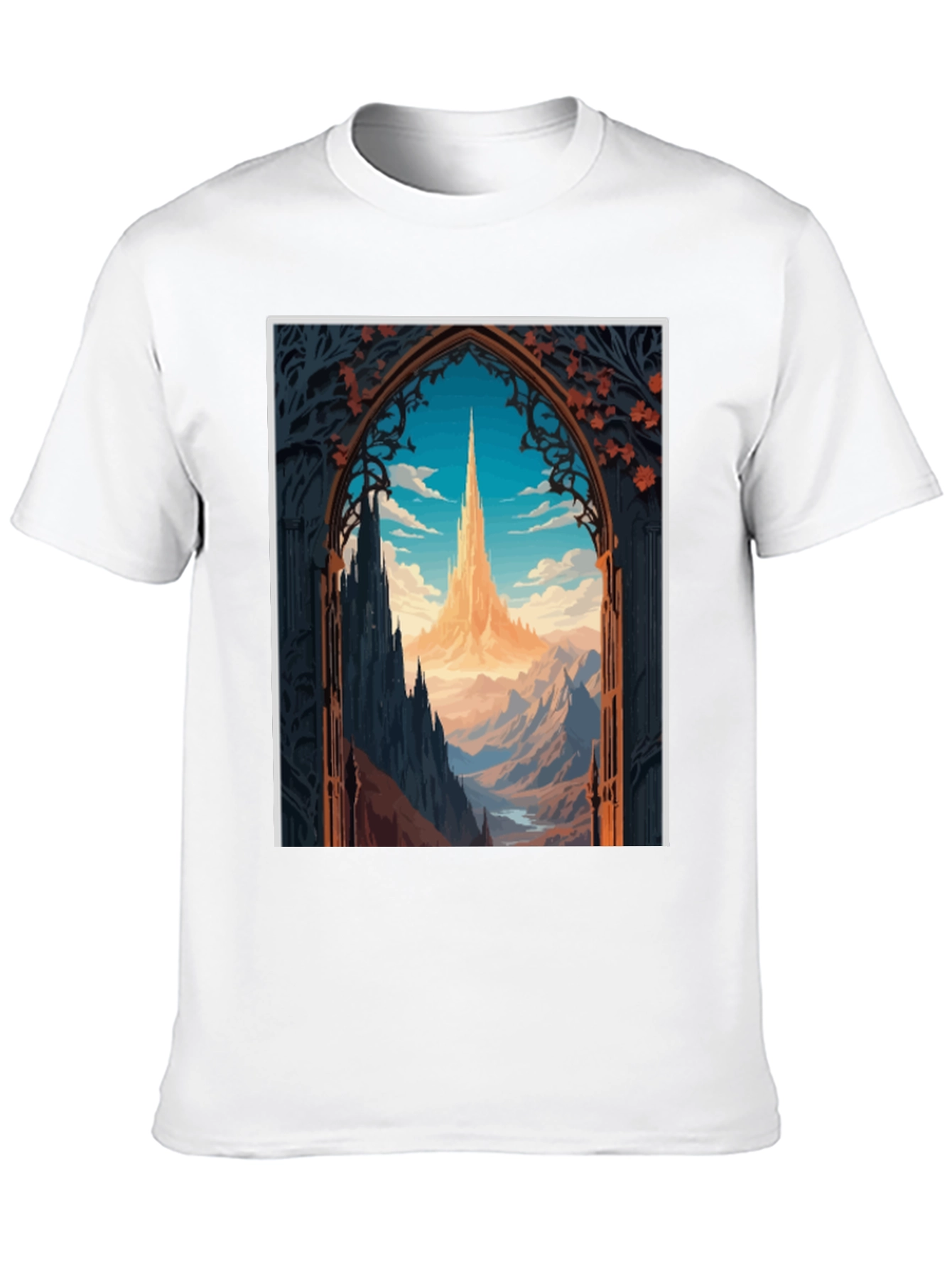 Fantasy Landscape Graphic Tee - Black Cotton