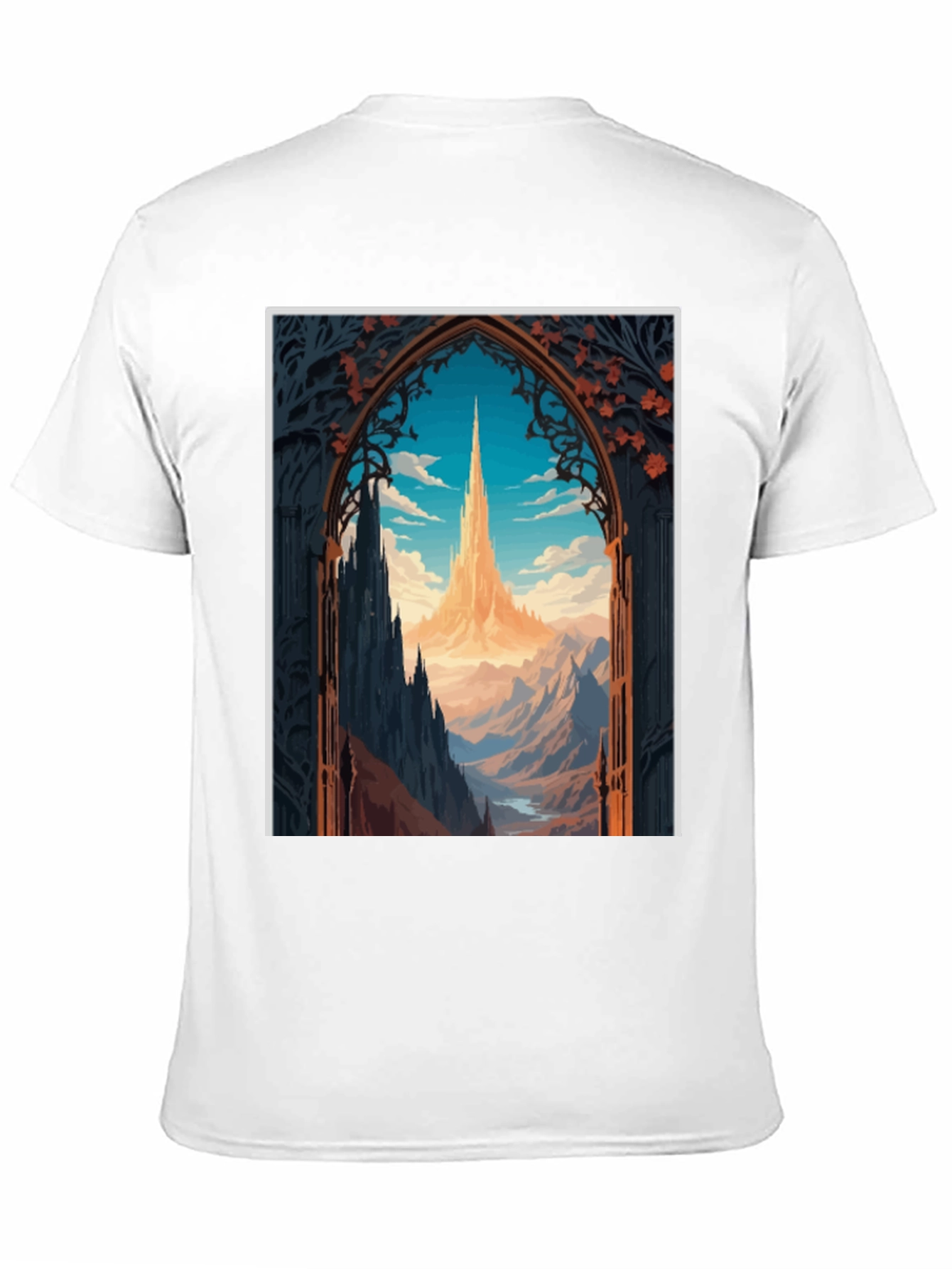 Fantasy Landscape Graphic Tee - Black Cotton