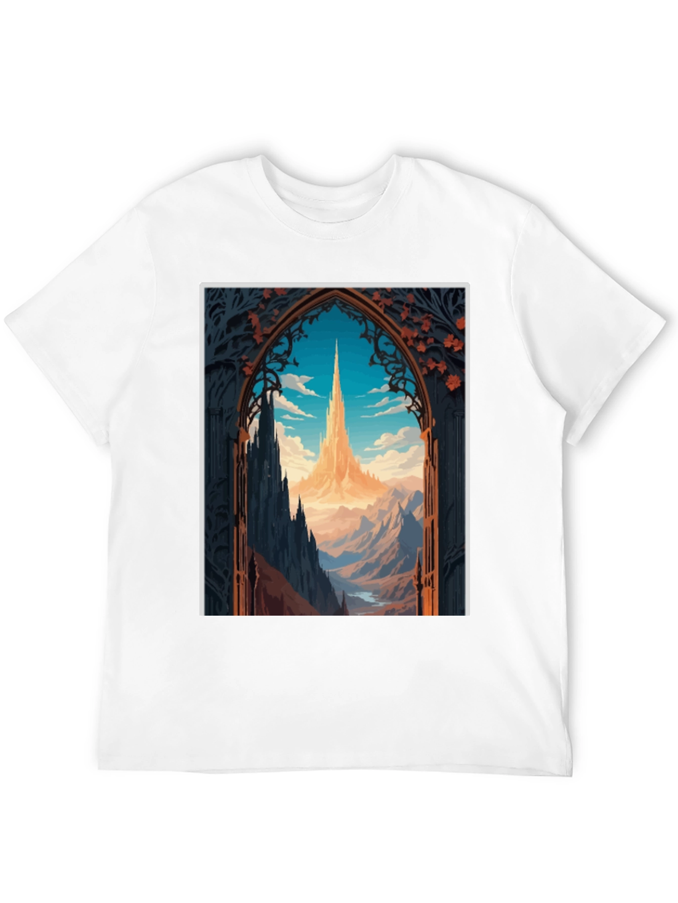 Fantasy Landscape Graphic Tee - Black Cotton