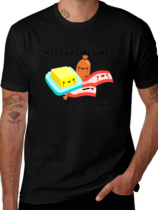 Keto Diet T-Shirt - Bacon Butter Sausage Graphic Tee