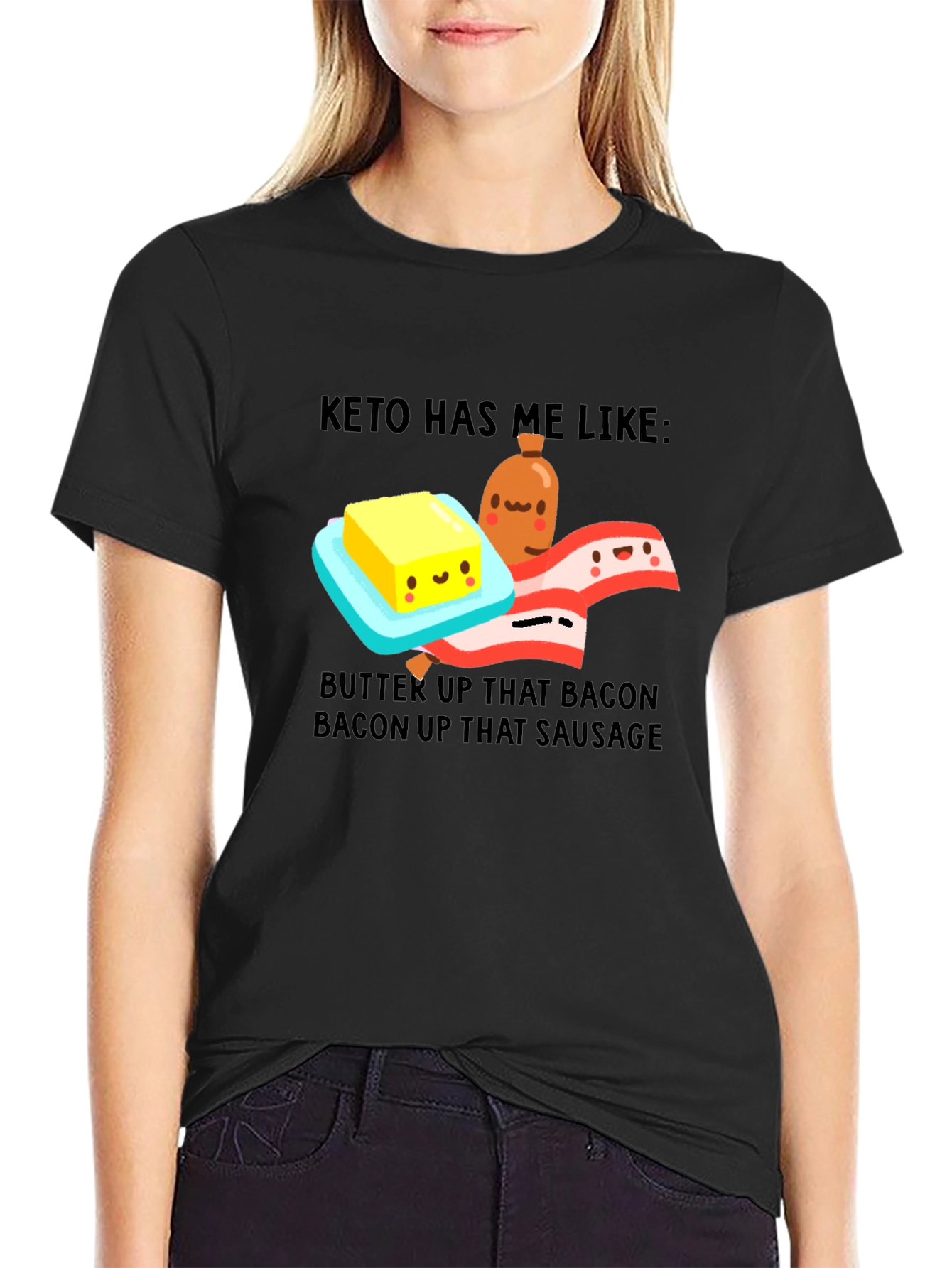 Keto Diet T-Shirt - Bacon Butter Sausage Graphic Tee