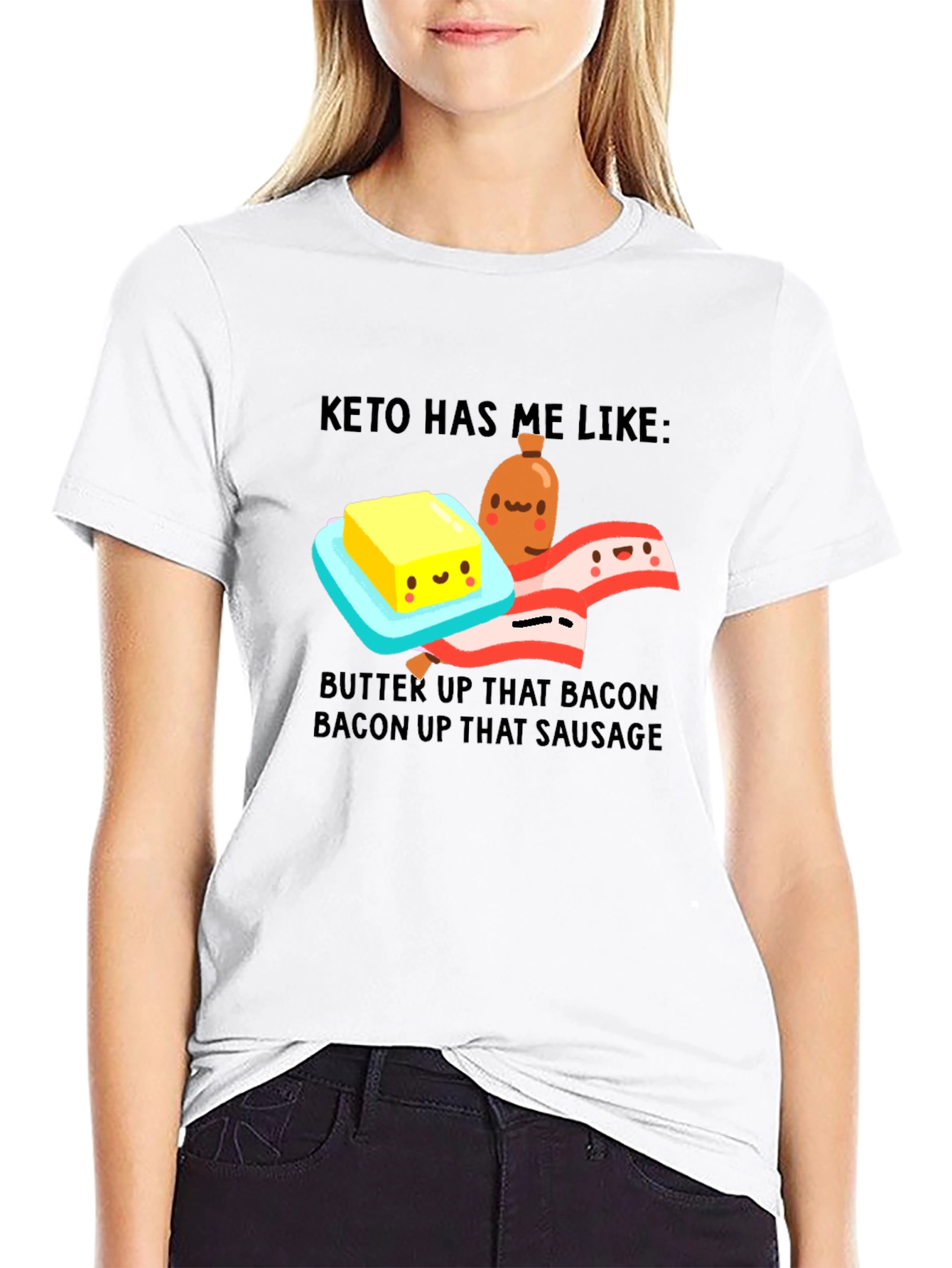 Keto Diet T-Shirt - Bacon Butter Sausage Graphic Tee