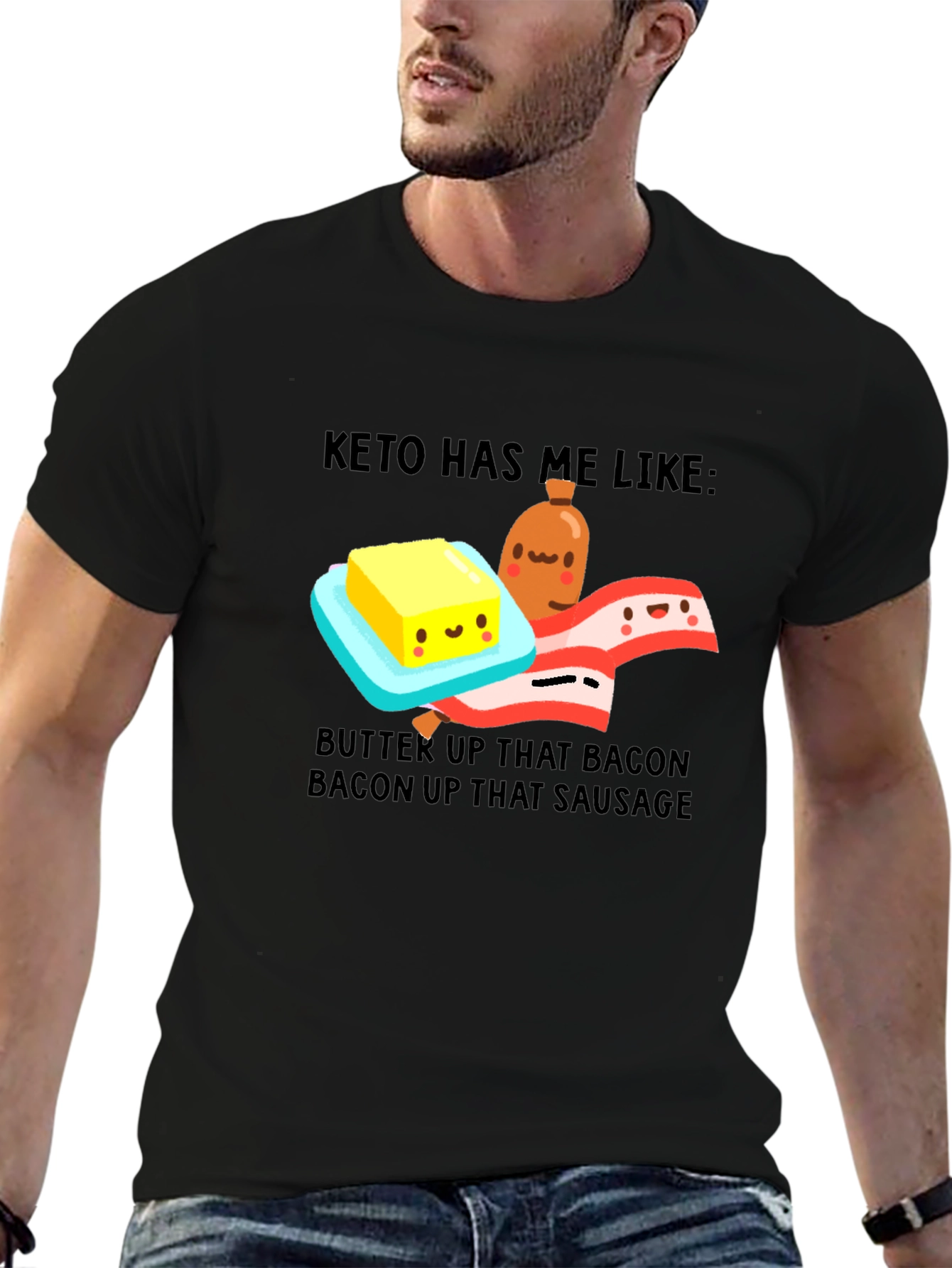 Keto Diet T-Shirt - Bacon Butter Sausage Graphic Tee