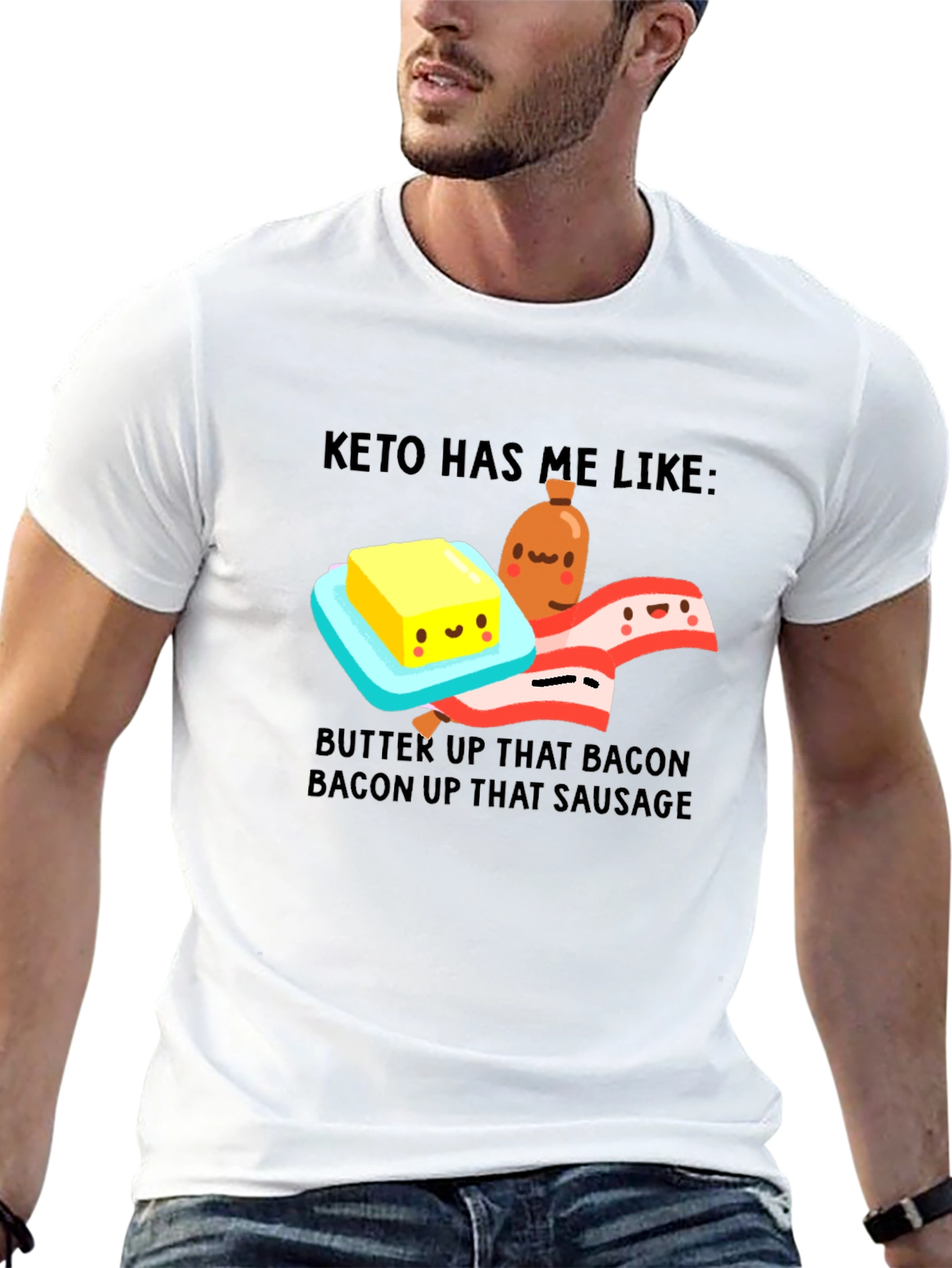 Keto Diet T-Shirt - Bacon Butter Sausage Graphic Tee