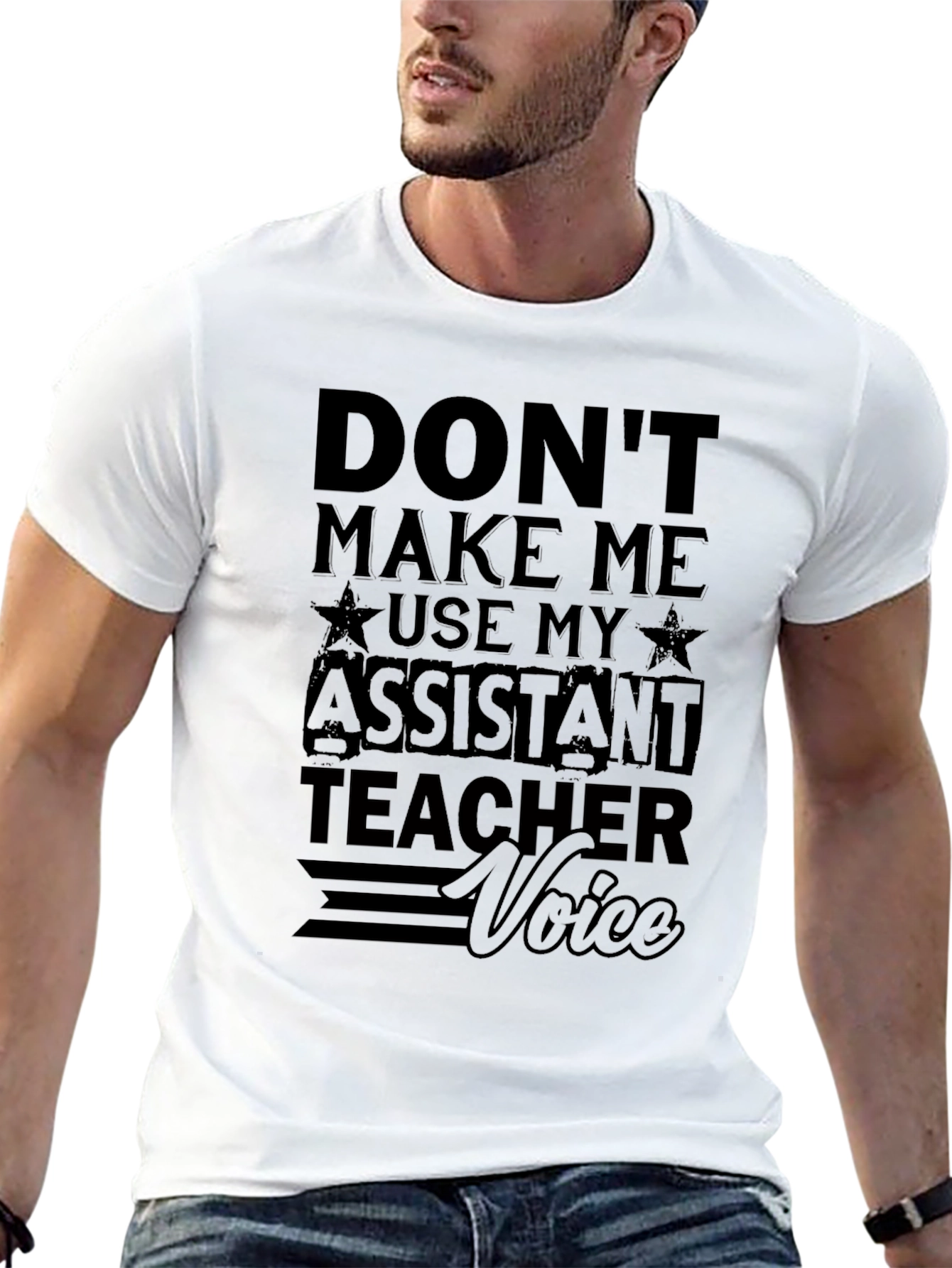 Assistant Teacher Voice Graphic Tee - Funny Black T-Shirt