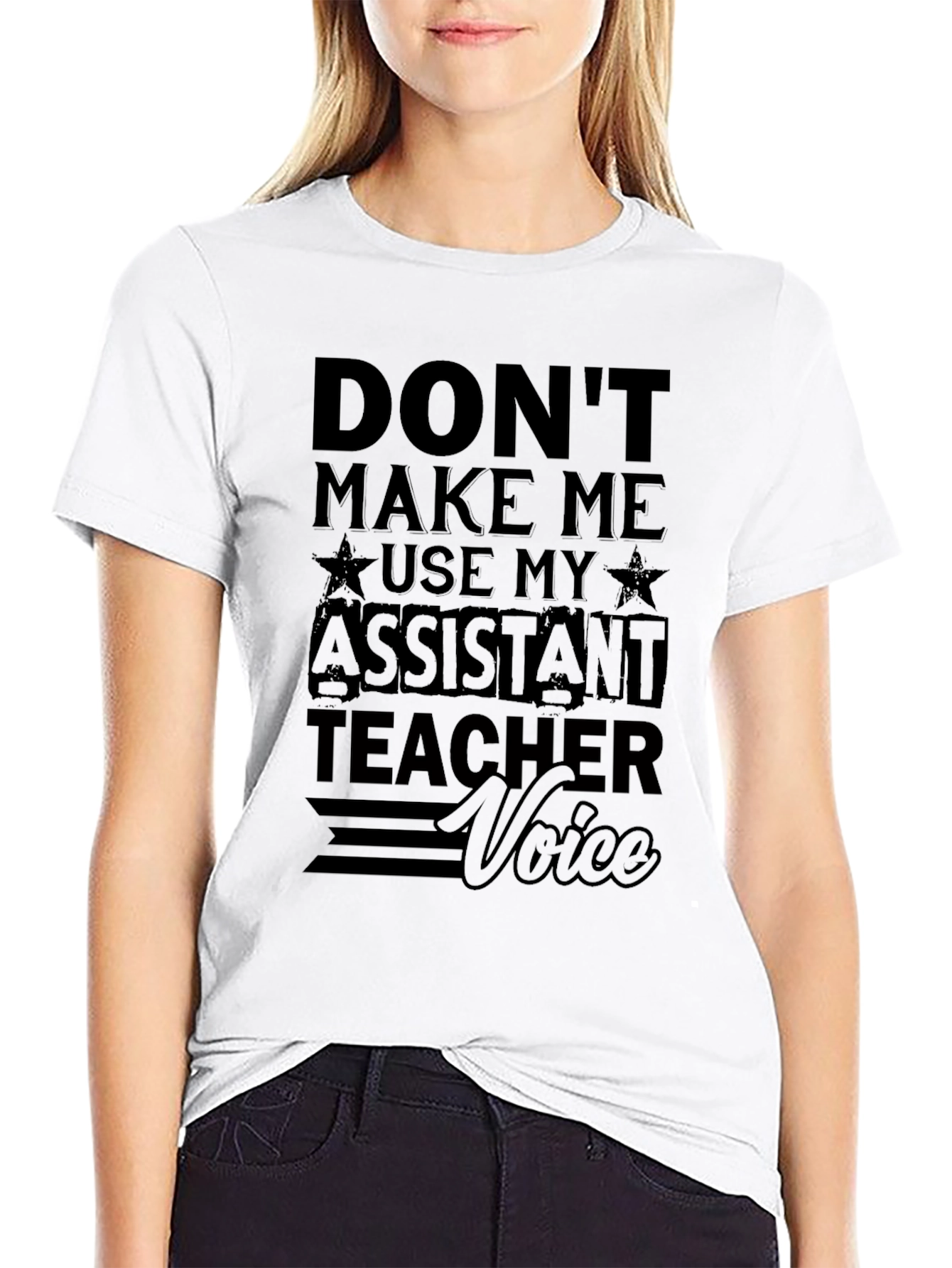 Assistant Teacher Voice Graphic Tee - Funny Black T-Shirt