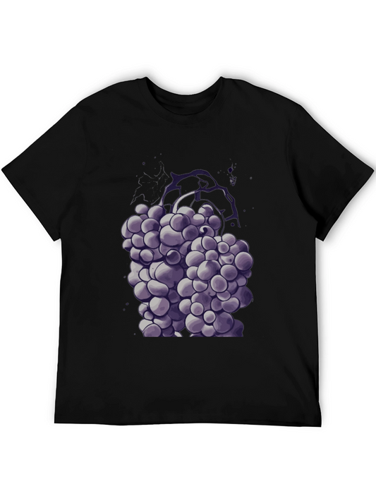 Purple Grape Graphic Black T-Shirt