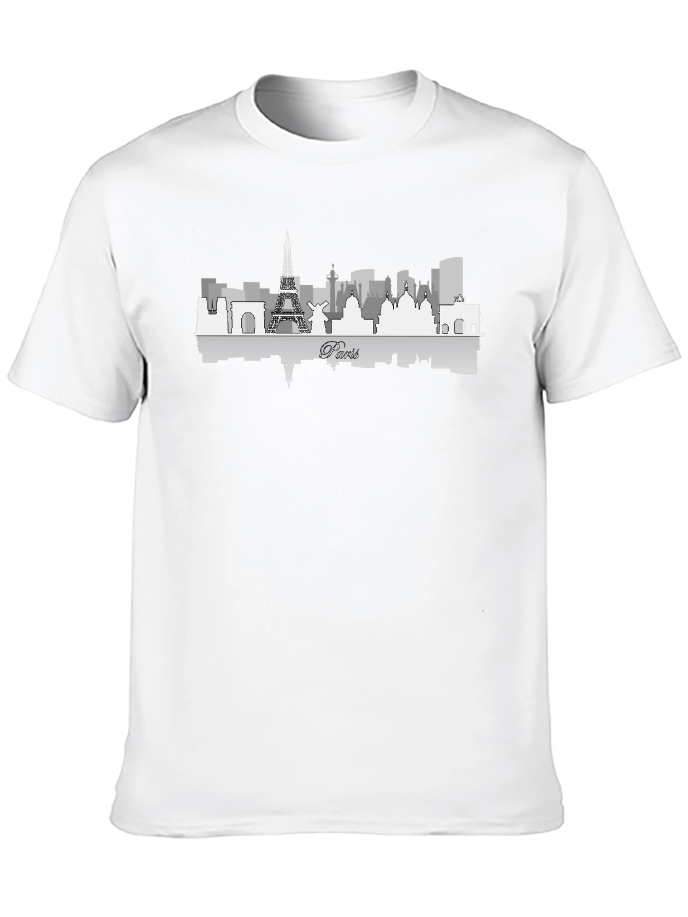 Paris Skyline Graphic Tee - Black Cotton Blend T-Shirt
