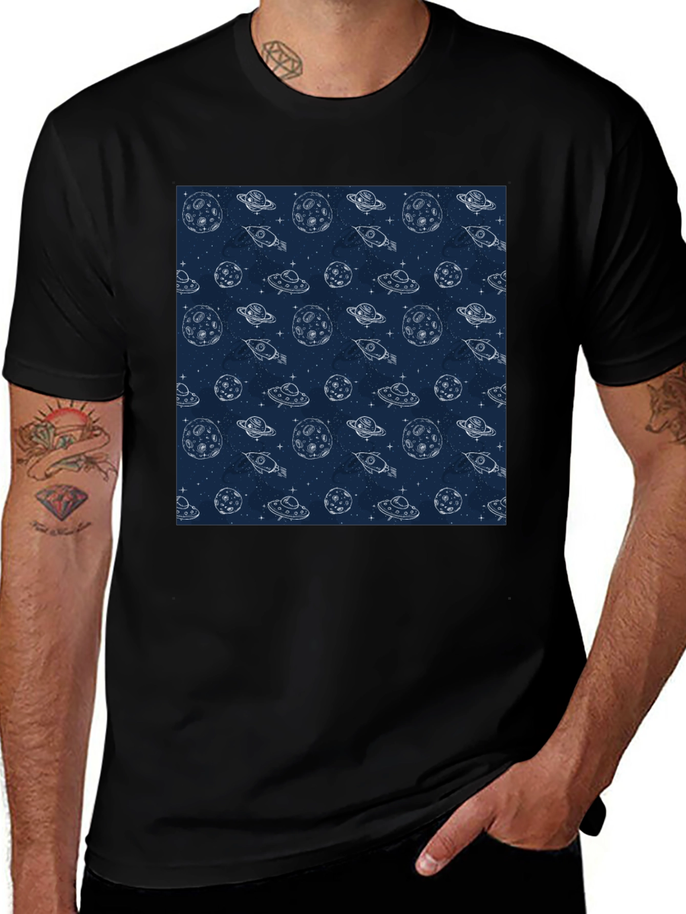 Cosmic Dreams T-Shirt - Space Pattern Tee