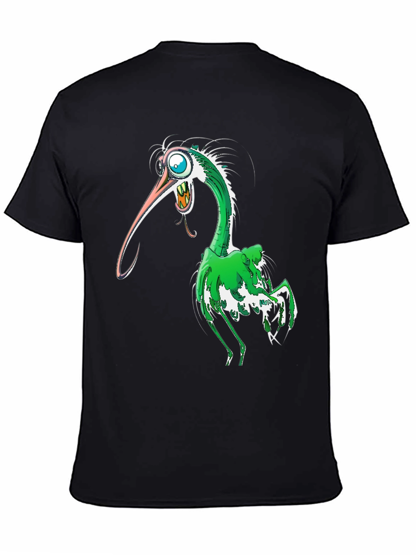 Cartoon Bird Graphic T-Shirt - Black