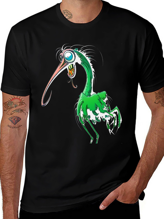 Cartoon Bird Graphic T-Shirt - Black