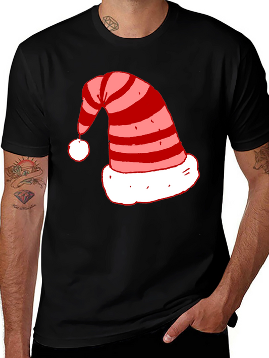 Festive Santa Hat Graphic Tee - Holiday Cheer!