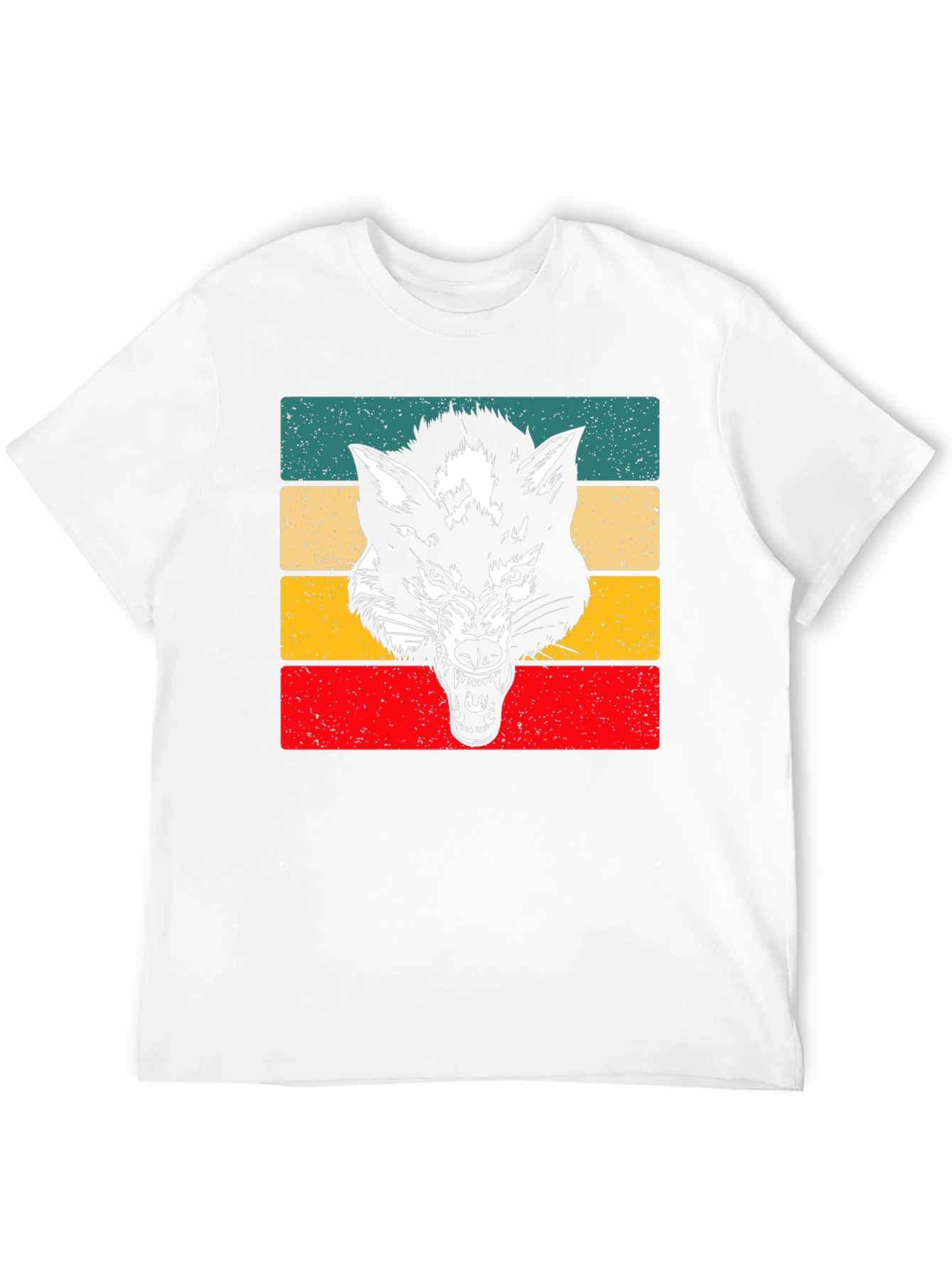 Retro Wolf Graphic Tee - Black Cotton T-Shirt