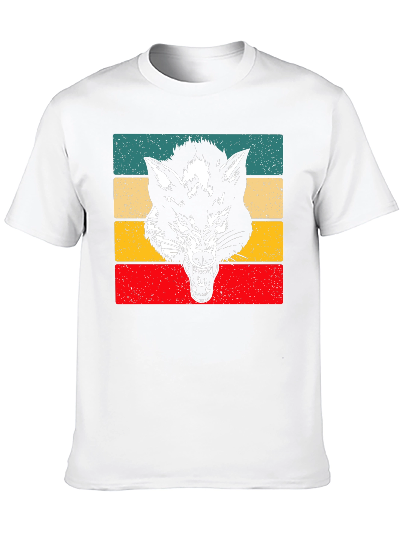 Retro Wolf Graphic Tee - Black Cotton T-Shirt
