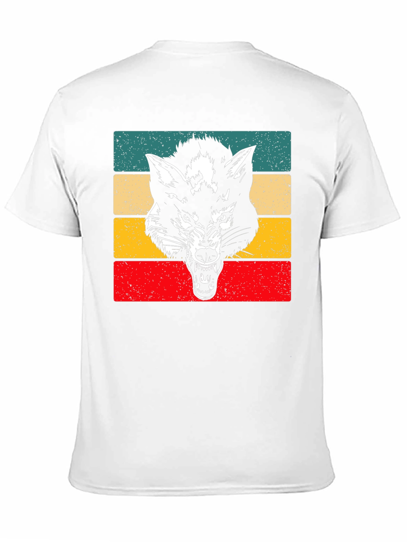 Retro Wolf Graphic Tee - Black Cotton T-Shirt