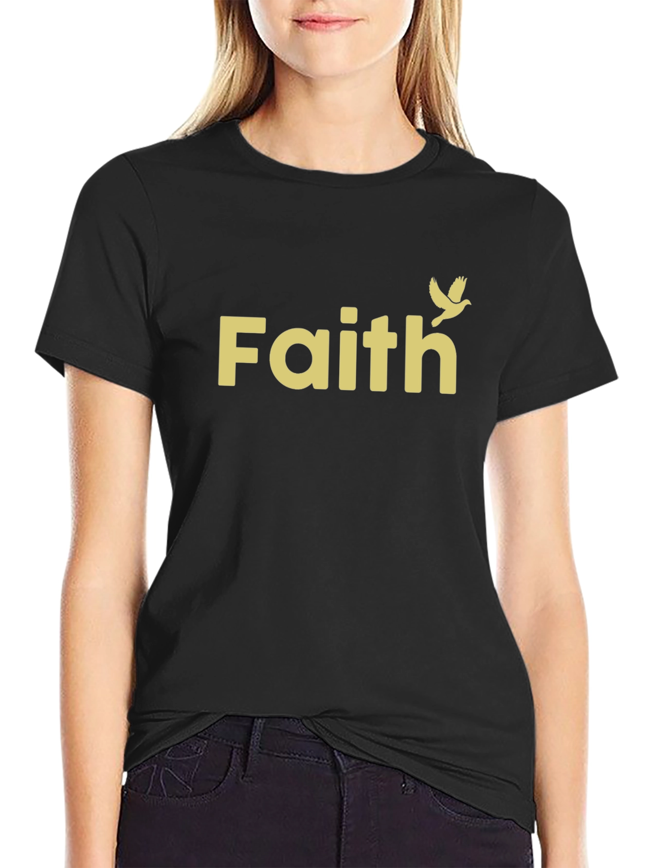 Faith Dove Graphic T-Shirt - Stylish Crew Neck Tee