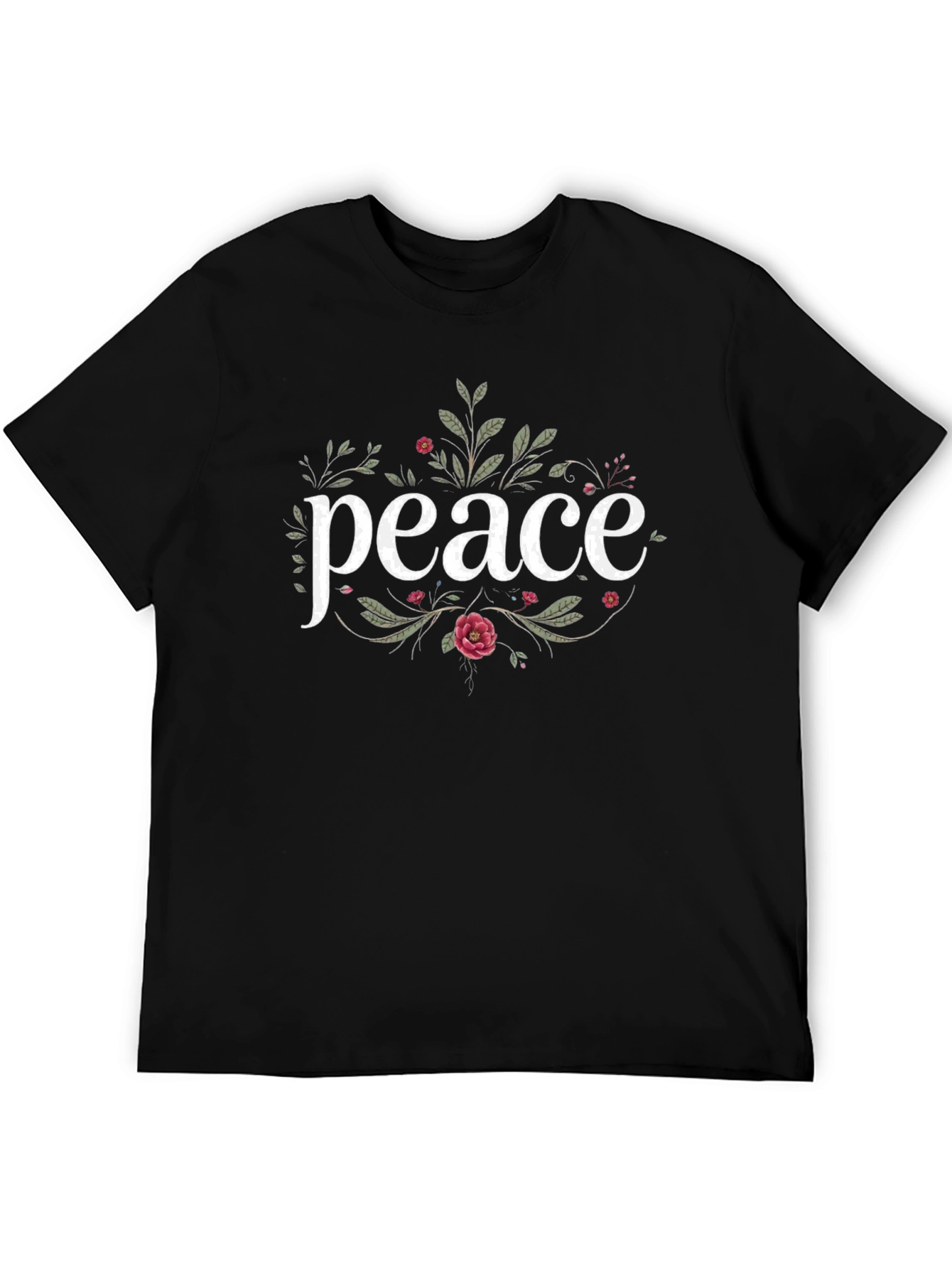Peace Floral Graphic T-Shirt - Black