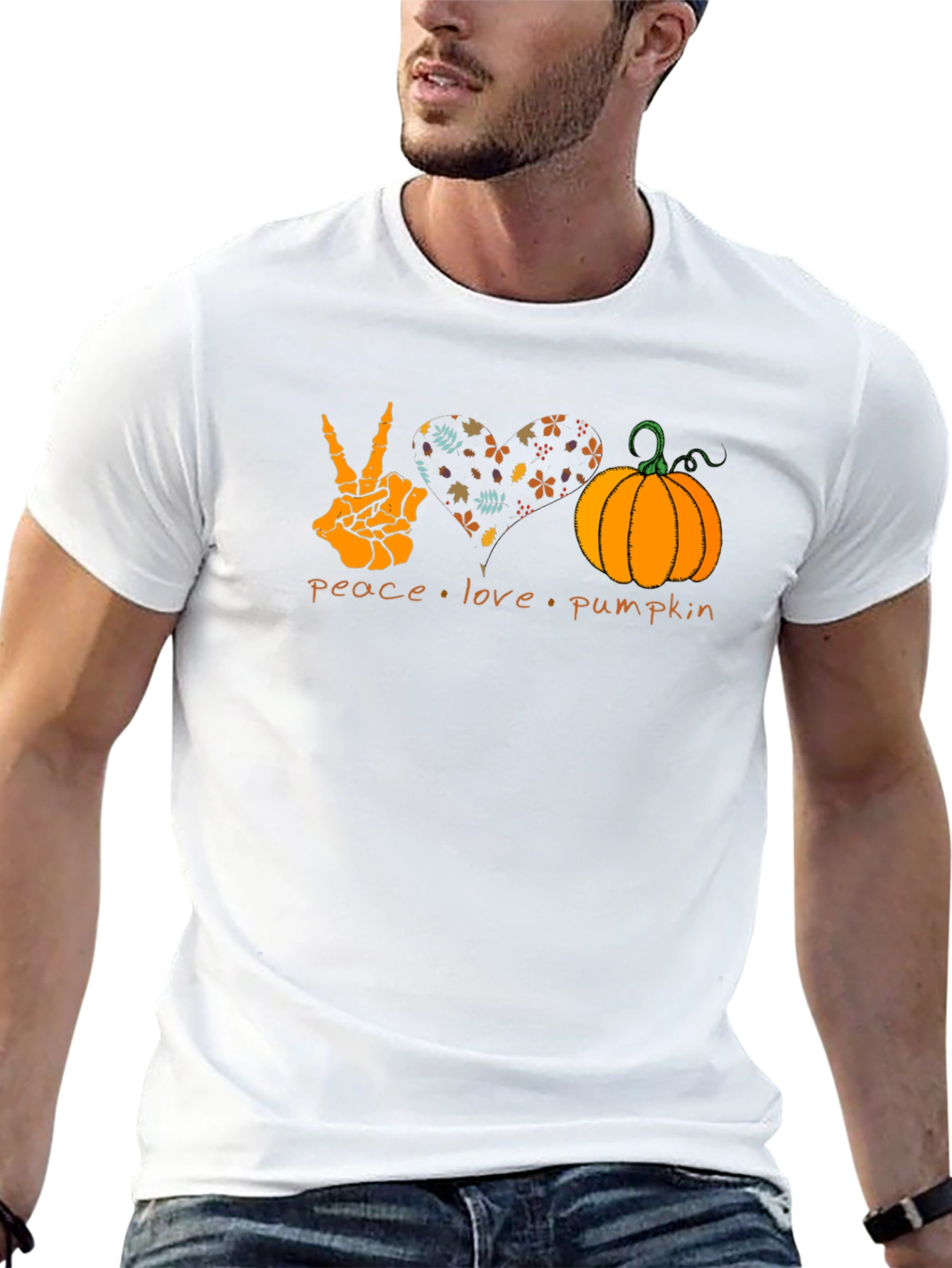 Peace Love Pumpkin Graphic Tee - Halloween T-Shirt