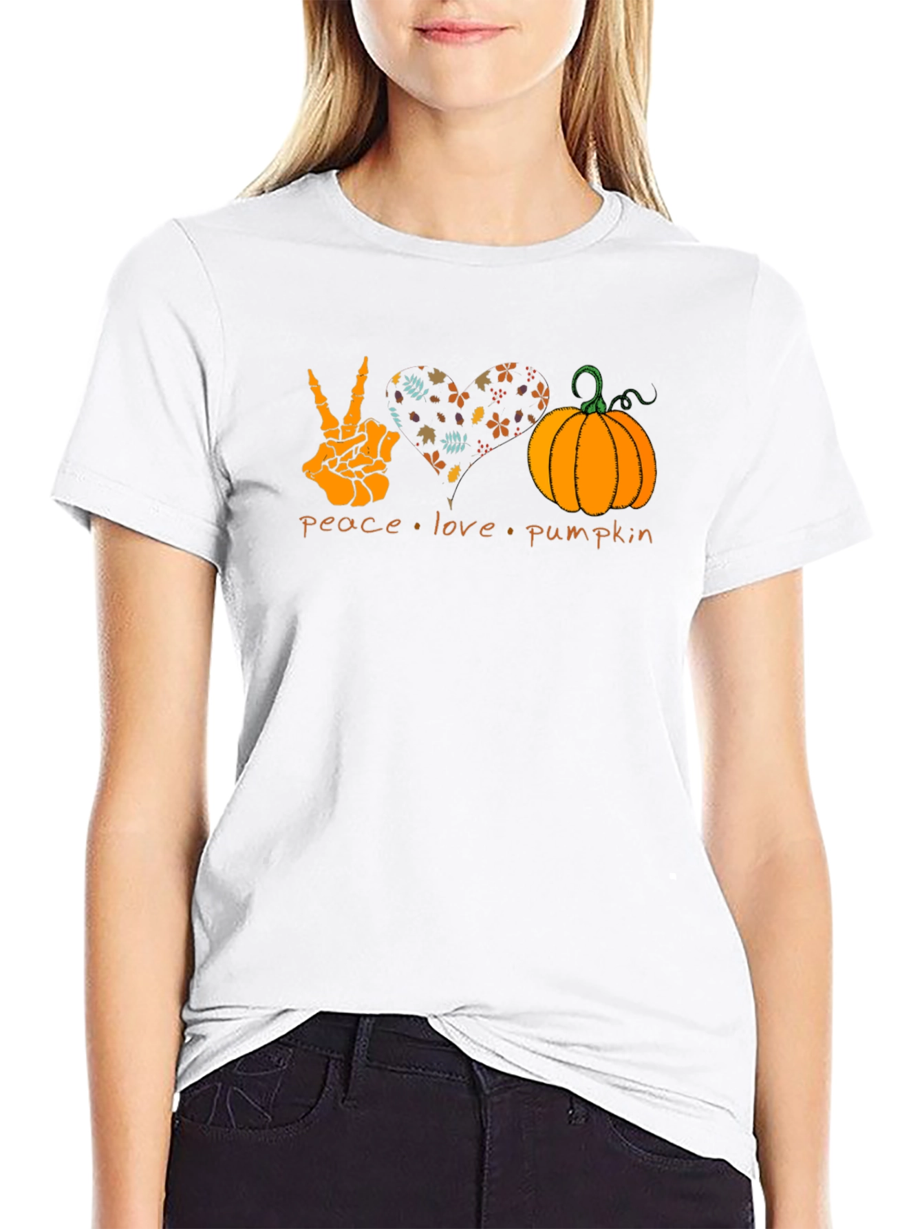 Peace Love Pumpkin Graphic Tee - Halloween T-Shirt