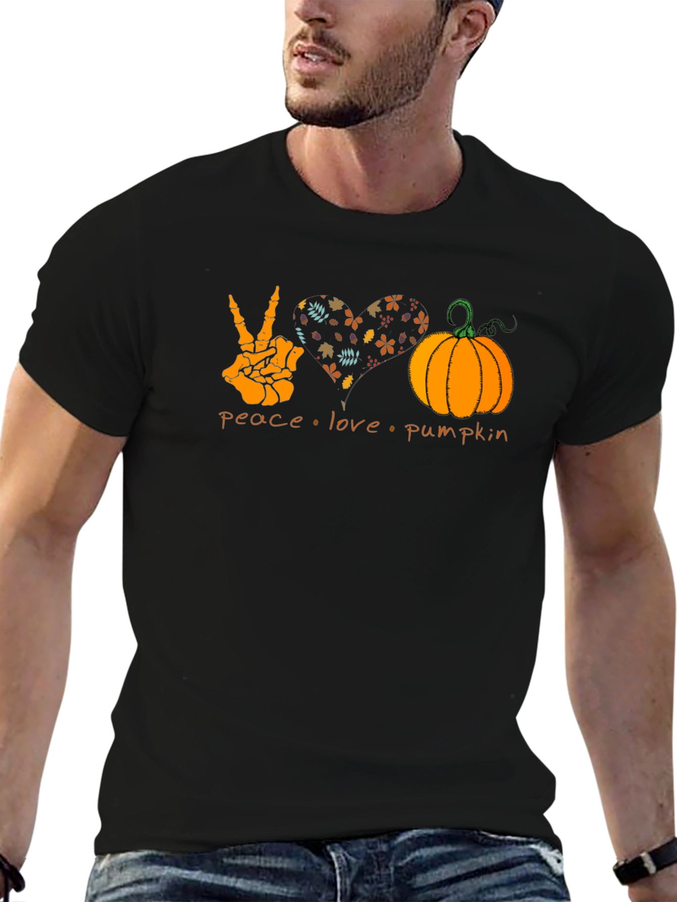 Peace Love Pumpkin Graphic Tee - Halloween T-Shirt