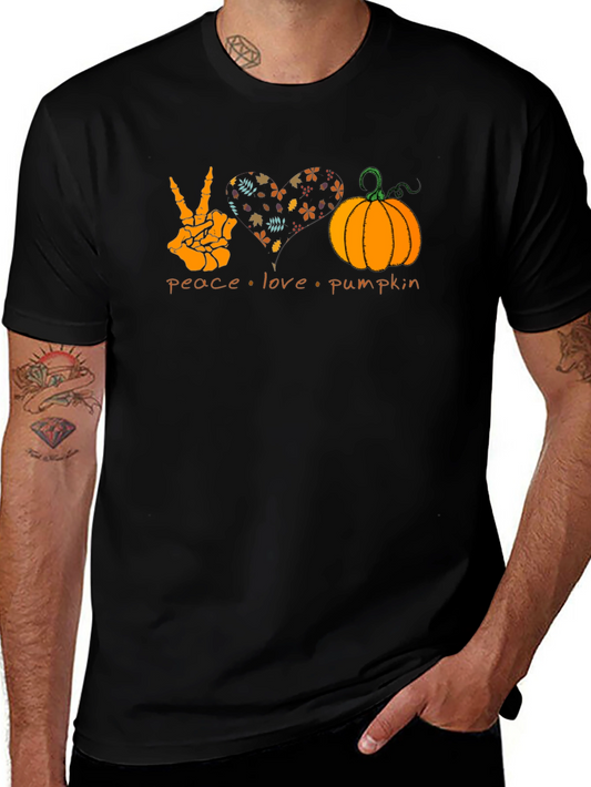 Peace Love Pumpkin Graphic Tee - Halloween T-Shirt