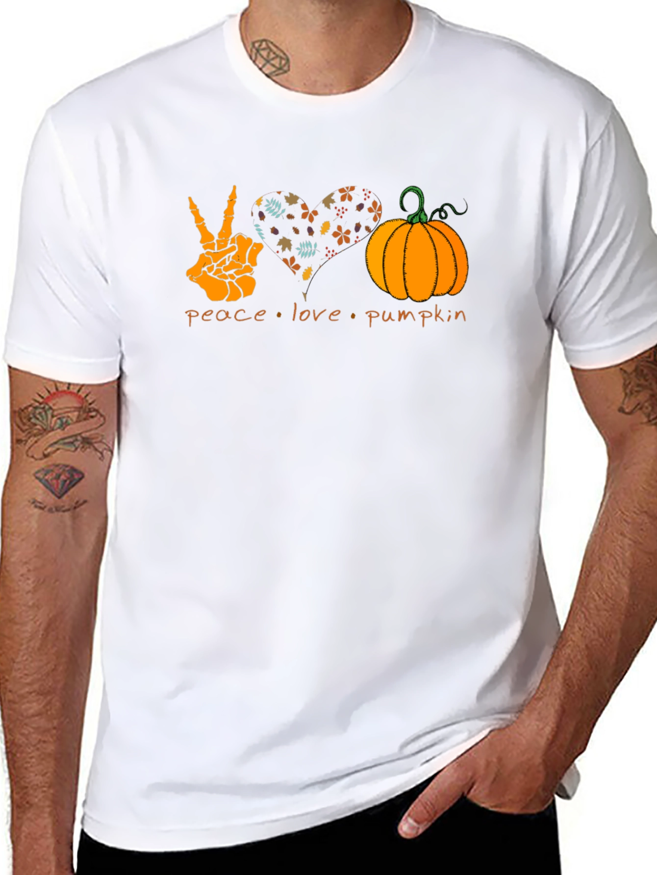 Peace Love Pumpkin Graphic Tee - Halloween T-Shirt