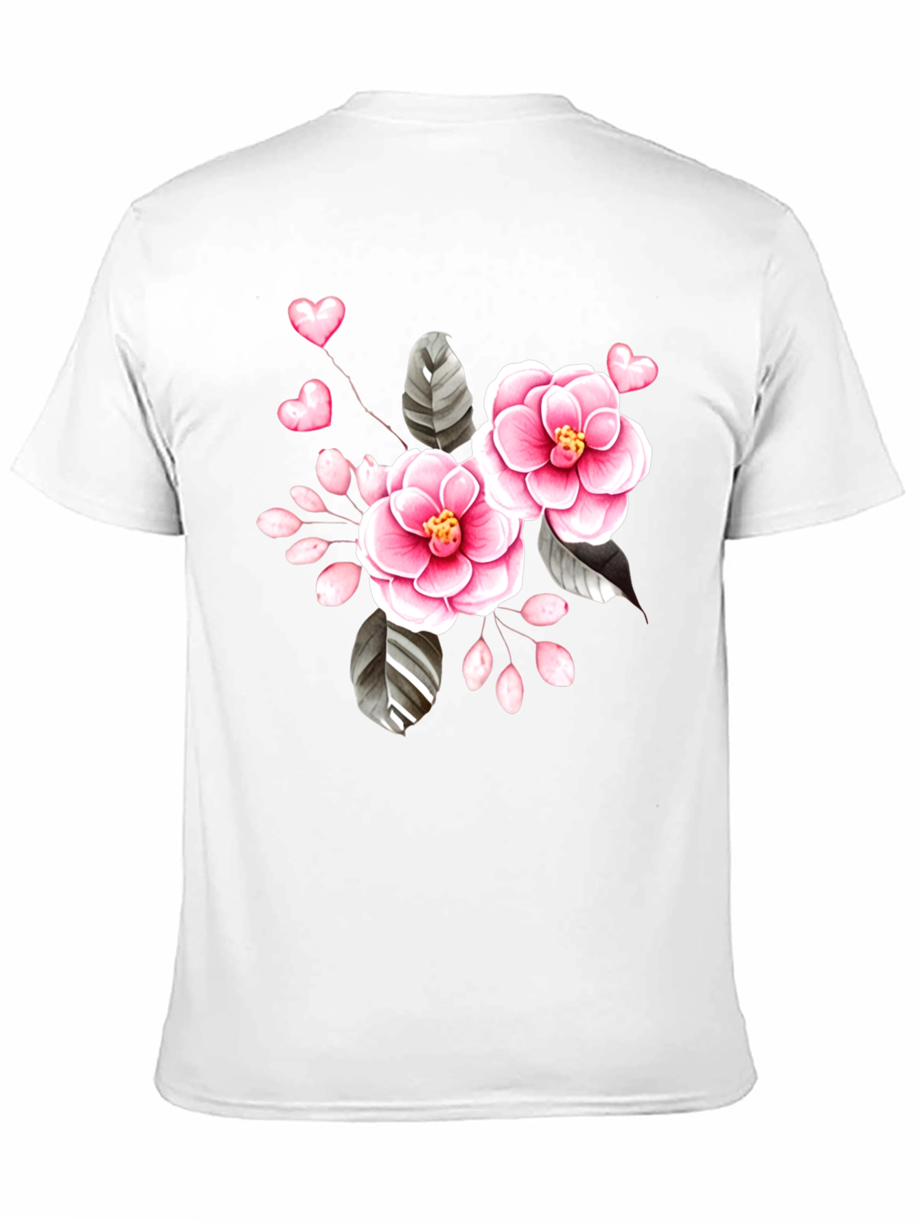 Floral Heart Graphic Black Tee